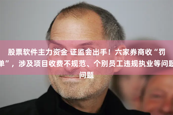 股票软件主力资金 证监会出手！六家券商收“罚单”，涉及项目收费不规范、个别员工违规执业等问题