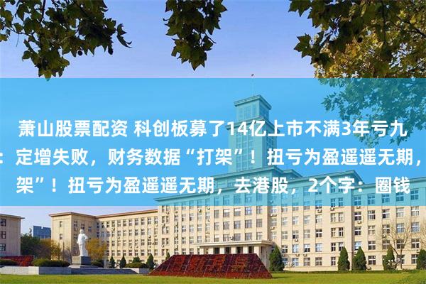 萧山股票配资 科创板募了14亿上市不满3年亏九亿的星环科技赴港IPO：定增失败，财务数据“打架”！扭亏为盈遥遥无期，去港股，2个字：圈钱